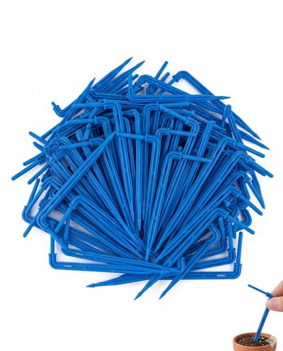 YIPFEN Goteros en Flecha Curvados Plástico Azul, 100 Piezas, Riego Preciso Jardín e Invernadero, Ahorro Agua y Fácil Instalación DIY