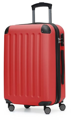 Hauptstadtkoffer Spree - Handgepäck, 55 x 36 x 21 cm, TSA, 4 Rollen, 42 Liter, Reisekoffer, Hartschalenkoffer, Rollkoffer, Bordgepäck Koffer, erweiterbar, Rot