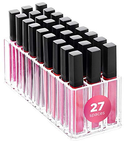FAJ Eyeshadow Palette Lipgloss Organizers, Acrylic Makeup Holder for Vanity, Drawer Storage, Cosmetics Pallets Countertop Clear Storage (27 spaces)