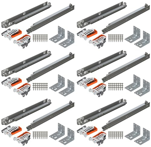 Blum TANDEM plus BLUMOTION Concealed Undermount Drawer Slides (Runners) Kit, 21-Inch, Full Extension, Soft-Close, Steel, 100 lb. Load Capacity for Wood Drawers (6 Kits)
