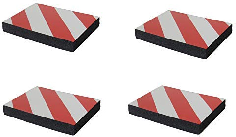 SNS SAFETY LTD Pare-Chocs en Caoutchouc Mousse Adhésives, pour Protéger Les Portières de Voiture en Les Appliquant aux Murs dans Les Garages, 4 pièces (24x18x3cm, Rouge Blanc)