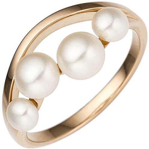 Ring Damenring Perlenring Fingerschmuck mit SüÃŸwasserperlen 585 Rotgold Rosegold, RinggröÃŸe:Innenumfang 50mm ~ Ã˜15.9mm