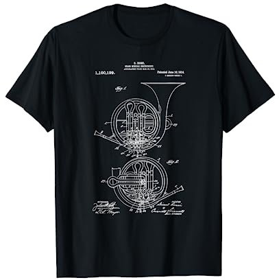 Vintage Patent Print 1914 French Horn Marching Band Player T-Shirt