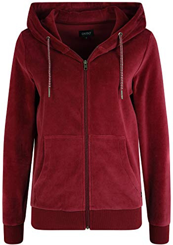 OXMO OXNicky Damen Sweatjacke Kapuzenjacke Hoodie mit Kapuze Kängurutasche Baumwollmischung Regular fit, Größe:M, Farbe:Wine RED (790985)