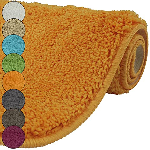DILUMA | Badematten Set 2 Teilig Badematte 50x80 und WC Vorleger 45x50 cm Orange | Badteppich Set | Flauschiger Hochflor, Weich, rutschfest, Saugstark