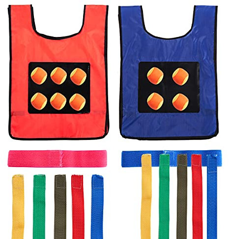 Surplex Dodgeball Spiel Set, Garten Ballspiele für Kinder, Wurfspiele Spielzeug Set - Mit Sticky Westen 2 In 1 Wurfziel/Ziehschwanz, Lustiges Teamspiel für Outdoor