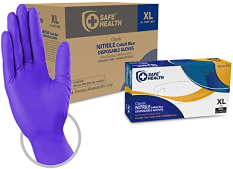 Safe Health Nitril Einweghandschuhe Größe XL Kobaltblau, 900 stück, Pulverfrei Latexfrei, Lebensmittellabor Hausmeister Malerei Mechanische Endbearbeitung Gesetze Vollstreckung, 3 Mil