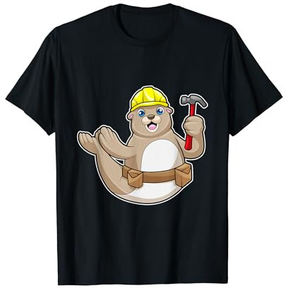 Seehund Zimmermann Hammer Handwerk T-Shirt