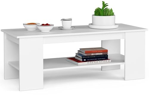 AKORD Couchtisch Holz | Kami 120 x 45 x 50 cm | Schrank für Wohnzimmer | Schlafzimmer Schrank | Minimalistisch Modernes Design | Laminatplatte 16 mm Farbe Weiß