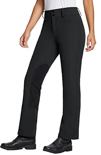 baleaf Damen Reithose Winter Bootcut Kniebesatz mit Reißverschlusstasche Schwarz XXL