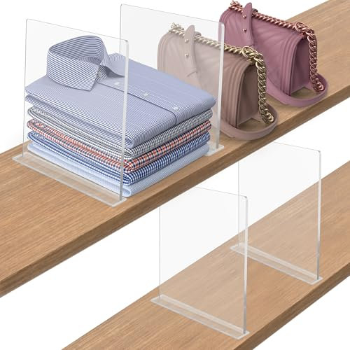 FNG8 Klare Acryl Schubladen Trenner [4er Pack] - Vertikales Schubladen Ordnungssystem für Zuhause, Geschäft & Büro - Transparente Schrank Organizer Schublade Teiler für Kleidung, Schuhe & Bücher