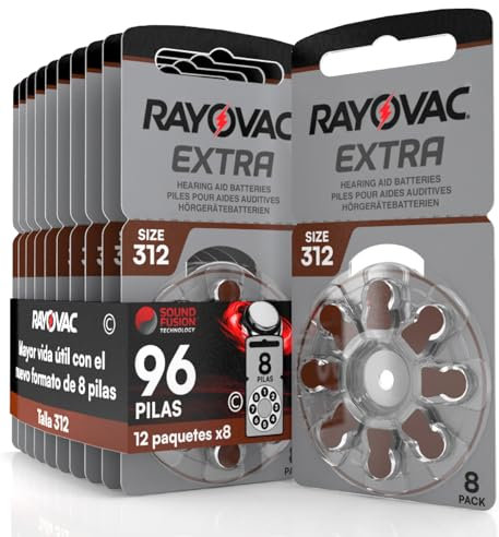 96 Hörgerätebatterien Rayovac Extra 312. 12x8 Stück