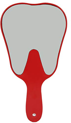 Tiiyee Zahnförmige Dentalspiegel, Kunststoff Dental Handspiegel Zahnpflege Hand Spiegel Werkzeug Zahnspiegel Zähne Shaped Mirror Dentalzubehör Mit Griff Für Zahnarztpraxen Krankenhaus Zahnklinik Rot