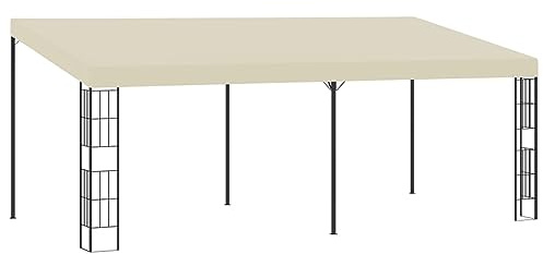 ZEYUAN Wand-Pavillon, Faltpavillon, Pergola, Partyzelt, Standmarkise, Sonnenzelt, Garten Pavillion, Grillpavillon, 3x6 m Cremeweiß Stoff