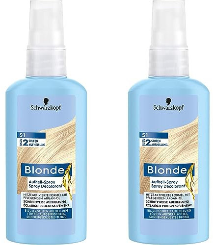 Blonde Aufheller S1 Stufe 3 (125 ml), Aufhellspray zum Haare aufhellen um bis zu 2 Stufen für eine aufgefrischte, sonnengeküsste BLONDE Haarfarbe, Formel mit Argan-Öl (Packung mit 2)