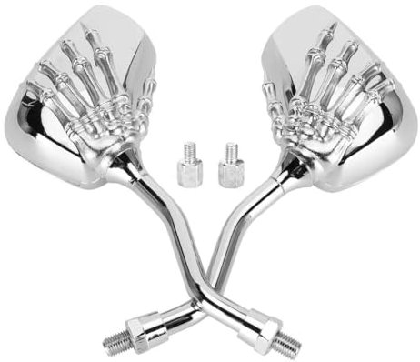 Specchietti retrovisori, 2 pezzi, filettatura 8 mm, 10 mm, cromati, universali, HD, moto, scheletro, manubrio manuale, riflettore per bicicletta, ATV, scooter, e-bike