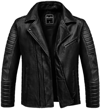 Amaci&Sons Herren Echtleder Jacke Biker Zipper Lederjacke 9107