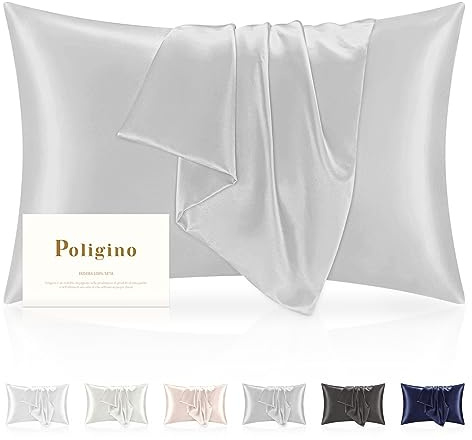 Poligino Taie Oreiller en Soie 50 x 90cm, Classique, Beige, Hypoallergénique, Super Confortable, Protège les Cheveux et la Peau, Respirant, Antistatique