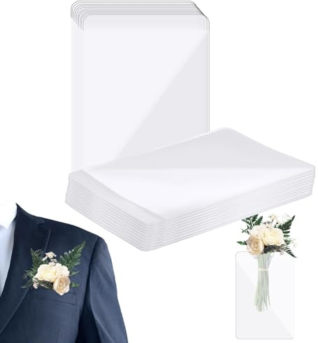 20stk Taschen-Boutonniere-Kunststoffhülle, Ohne Anstecknadel Boutonniere-Halter Einstecktuch-Corsage-Halter Passt in Anzug für Bräutigam Trauzeugen (Blumen Nicht im Lieferumfang Enthalten)