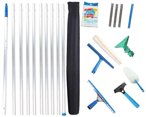 MiSMiAO 10M Teleskop-Fensterreiniger-Abzieher | Professioneller Fensterwischer 35CM |Professionelles|Fensterreinigungsset|Fensterreinigungswerkzeug und für Innen- und Außenbereich[10M-6]