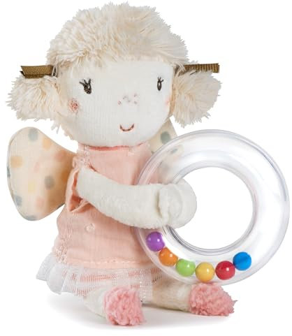 Fehn Anneau Hochet Fée - Griffon pour Hocher, Toucher, Jouer - un Compagnon Fidèle avec une Figurine en Tissu Doux et Moelleux - Jouet de Motricité pour Bébés et Jeunes Enfants de 0+ Mois