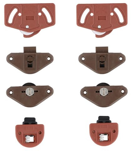 4 Pairs Sliding Door Roller Sliding Door Wheels Sliding Door Latch Sliding Cabinet Guide Part Furniture Wardrobe Cupboard Sliding Door Rollers Wheels Gear Kits for Furniture Sliding Door Fitting