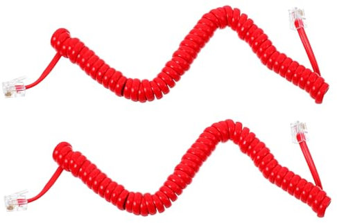 WATIIFUFU Cavo Telefonico a Molla 2 Pezzi, Cavo Per Telefono Fisso, Accessori Telefonici Robusti e Flessibili Per Comunicazioni Stabili in Ufficio e Casa, Colore Rosso