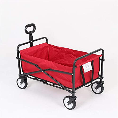 JFNHUTL Chariot de Jardin Chariot Rouge Brouette Chariot de Jardin Chariot de Plage Portable Chariot Pliable Chariot d'épicerie de Camping Chariot de Travail en Plein air à inten
