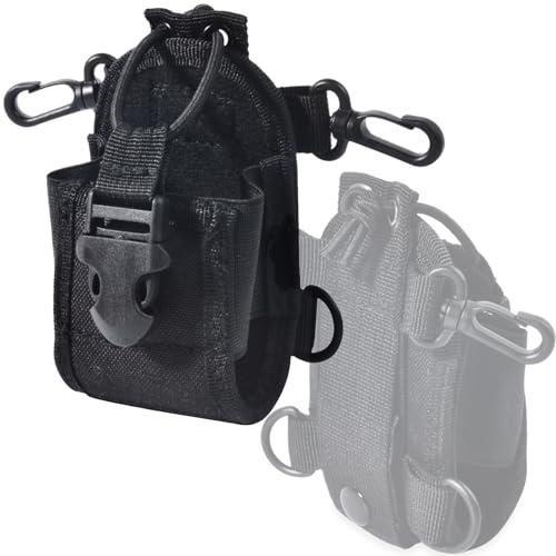 HYS Molle Radio-Halter, Walkie-Talkie-Brusttasche, Gürtel, Radio-Holster, kompatibel mit Baofeng Quansheng Motorola Yaesu Midland Zwei-Wege-Radio/GPS/Telefon, Schwarz, Basic