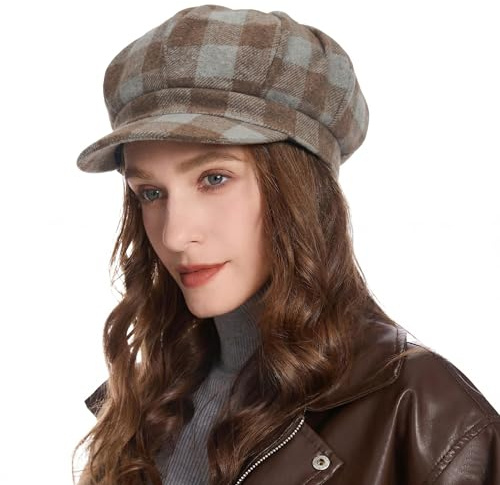 ZLYC Casquette Classique pour Femme avec visière 8 Panneaux Gatsby Apple Cabbie