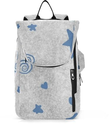 Amooorous Tennis-Badminton-Rucksack, atmungsaktiv, grauer Hintergrund, blaue Sterne, Tennistasche, hält 2 Schläger für Damen und Herren