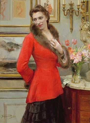 ARToPHIIU Berühmte Gemälde Wandkunst Malen Ölgemälde Wandbilder das Rote von Herman Richir Leinwand Ölgemälde für Office Home Decor 60x90cm