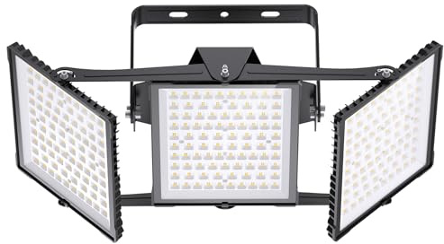 SOLLA Projecteur LED extérieur 900W 2025 Plus Nouvelle Version Mis à Jour, 90000 LM, Blanc Lumière du Jour 6000K, Étanche IP66, 3 Têtes Réglables, Éclairage de Sécurité Extérieur pour Cours