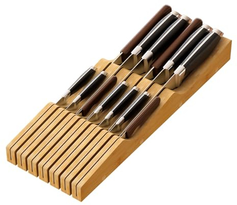 Knife Drawer Organizer (Natural, 13 Knives Organizer)
