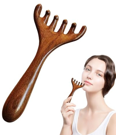 Sandelholz Kopfhautmassagegerät - Natürliche Holz Kopfhaut Massagebürste | Beruhigendes Kopfhautmassagegerät | Handgefertigte Sandelholzbürste, Estr Relief