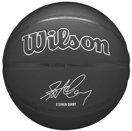 Wilson Pallone da Basket NBA Player Evergreen, Con Rivestimento Pure Feel, Ideale Per Giocare All'Aperto, Resistente Alle Intemperie, Giocatore: Curry, Colore: Nero, Taglia: 7