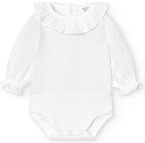 BABIDU Långärmad baby-body i 100% bomull, babybody för nyfödda av bambumatyg med volangkrage, mjuk, andningsaktiv och allergivänlig, för känslig hud, unisexkläder