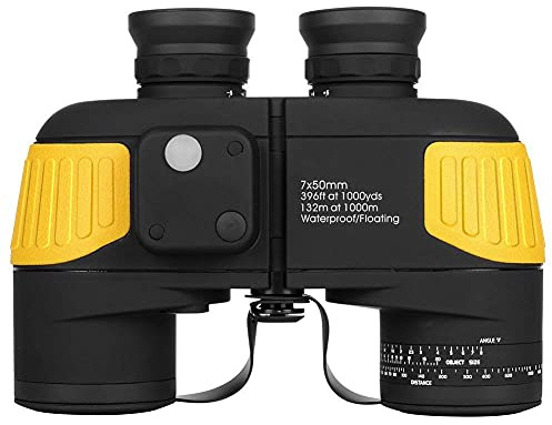 7X50 Marine-Militärfernglas für Erwachsene, wasserdichtes Fernglas mit Entfernungsmesser, BAK4-Prisma, FMC-Objektiv für die Vogelbeobachtung, Jagd, Bootfahren für Erwachsene, Vogelbeobachtung, Ou
