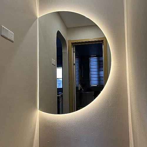 GHHDPDMJ Specchio da toeletta a LED da Parete, antiappannamento, Specchio da Bagno, retroilluminato, a Mezzaluna, per Parete del Bagno, dimmerabile, 3 Colori, Specchio da toeletta per Ingresso con in