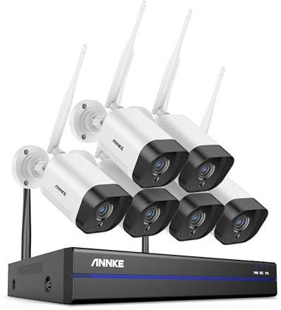 ANNKE 3MP Wireless Security Camera System, 5MP 10CH NVR with 6pcs 3MP IP Cameras, 2-Way Audio, Motion Detection, 100ft Night Vision, Remote Access, Home CCTV System for 24/7 Recording, NO HDD