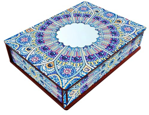 Demiawaking Klassische Mandala Diamond Painting Schmuckkästchen Aufbewahrungsbox DIY Diamant Malerei Schmuckaufbewahrung Holz Organizer Box Geschenke (19)