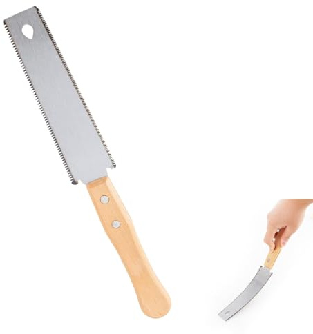 Small Japanese Hand Saw for Fine Cutting Wood, Small Woodworking Hand Flexible Blade Double Edge14/17 Tpi Flush Cut Saw Wooden Handle Fine Tooth Pull for Light Woodworking Tools