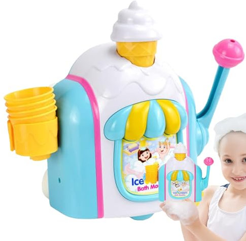 Party Bubble Machine - Bath Foam Maker Toy | Ice Cream Foam Bath Toys | Bath Toy Ice Creams Bubble Toy | Toddler Shower Ice Cream Bath Machine for Kids Aged 3-5 Years | Baby Shower Water Play Toys