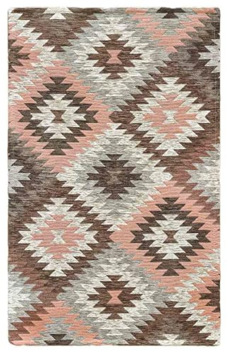 Coppia tappeti moderni AVANA ROSA geometrico etnico kilim, passatoie arredo camera matrimoniale scendiletto lavabili anti-scivolo cm.65x110 (Coppia)