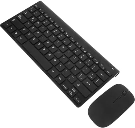 Housoutil Teclado y Ratón Inalámbricos Silenciosos Conectividad Fiable, Diseño Elegante en Resina Negra, Adecuado para Accesorios de Ordenador y Trabajo Diario