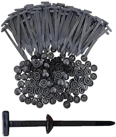 HUVZOR 200 Piezas Soporte Nylon Autoblocante para Bridas - Organizador Cables Resistentes con Hebillas Universales para Montaje en Coche y Uso Domestico, Abrazaderas Plasticas de Sujecion Segura