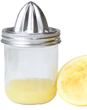Evember Spremiagrumi manuale, alesatore per limoni, coperchio in acciaio inox con barattolo di vetro, per casa, cucina, picnic, feste, bevande