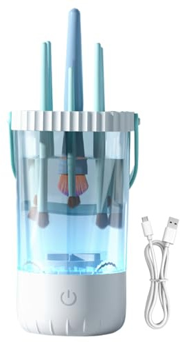 Motorized Cosmetic Applicator Washing Set - Cordless Rechargeable Power Gadget, spins Dryer System, Mom Daughter Friend Relative Gift, Cleaning Present Kit | Accessory Organizer for Deep Cleaning