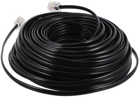DECORNIJIA Cavo Telefonico Di Prolunga 20m Spina Rj11 6p4c Per Telefono Fisso, Compatibile Ufficio e Casa, Accessorio Per Comunicazioni a Lunga Distanza, Cavo Di Estensione Telefonica Nero