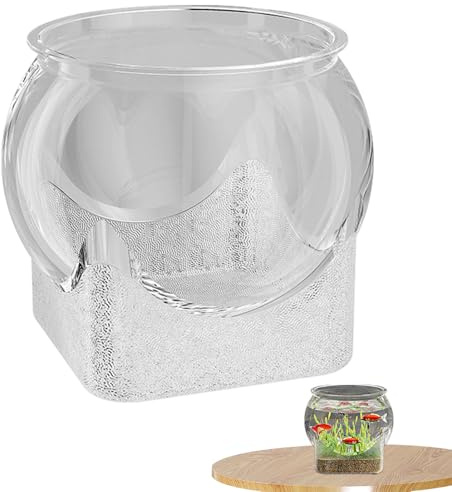 Vaso rotondo per pesci – terrario rotondo trasparente, contenitore floreale per casa, camera da, camera dei bambini, bagno, scrivania, posto di lavoro
